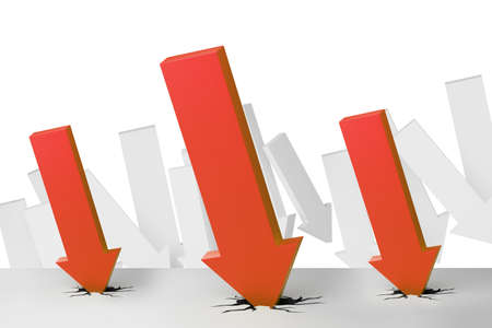 Concept of economic crisis with chart - 3d rendering
