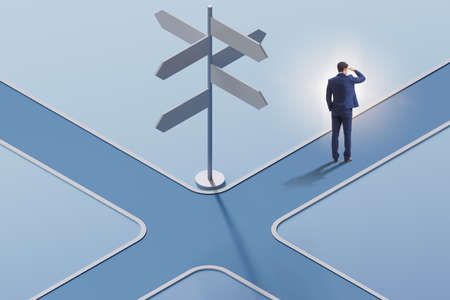 Businessman at the crossroads choosing strategyの写真素材