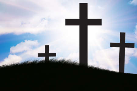 Religious concept with cross against skyの写真素材
