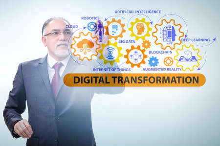 Businessman in digital transformation conceptの写真素材