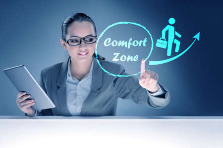 Businesswoman in the concept of stepping out of comfort zoneの写真素材