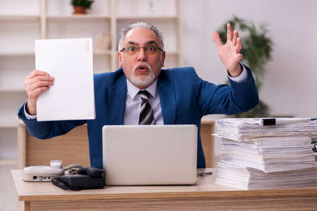 Old male employee and too much work in the office