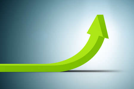 Simple arrow indicating growth - 3d rendering