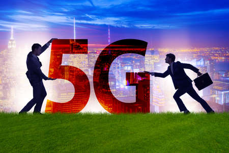 5G communication network concept with silhouettes