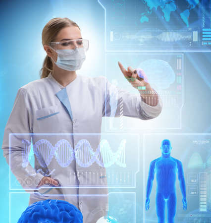 Woman doctor in telemedicine futuristic conceptの写真素材
