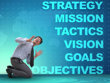Businessman confused with strategic objectivesの写真素材