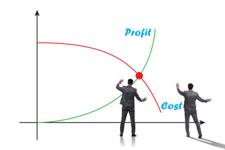 Concept of proft and loss with businessmanの写真素材