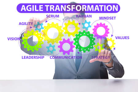 Businessman in agile transformation conceptの写真素材