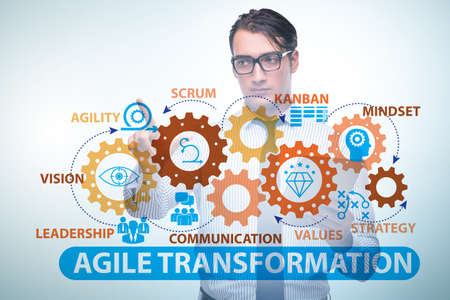Businessman in agile transformation conceptの写真素材
