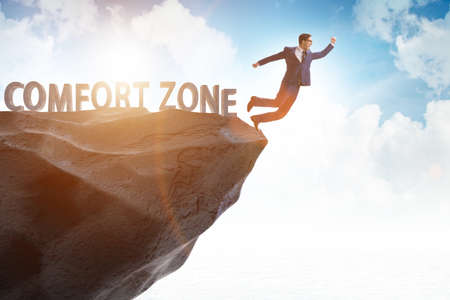 Businessman in the concept of stepping out of comfort zoneの写真素材