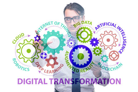 Businessman in digital transformation conceptの写真素材