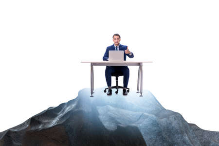 Businessman self isolating on the topの写真素材