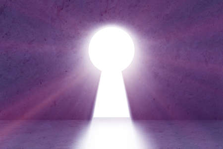 Door to success with keyhole - 3d renderingの写真素材