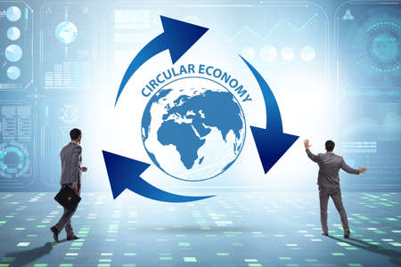 Concept of circular economy with businessman