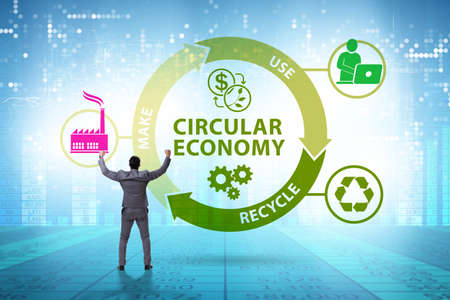 Concept of circular economy with businessmanの写真素材