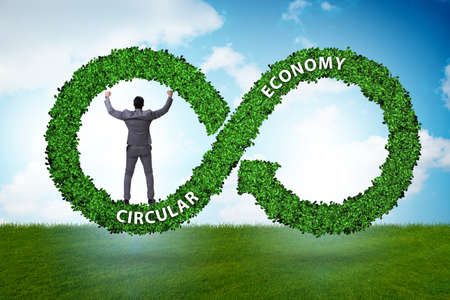 Concept of circular economy with businessmanの写真素材