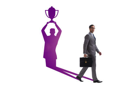 Businessman dreaming of top prize in business conceptの写真素材