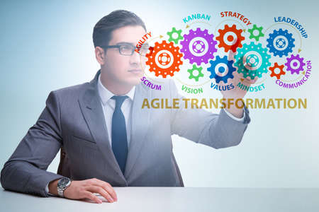 Businessman in agile transformation conceptの写真素材