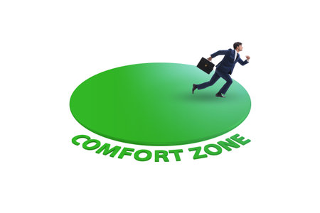 Businessman leaving his comfort zoneの写真素材