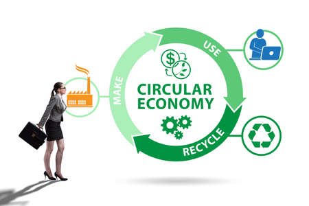 Concept of circular economy with businesswoman