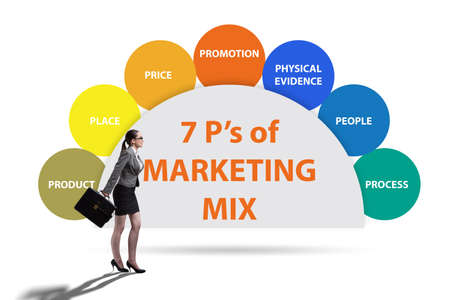 Businesswoman in the concept of 7ps of marketing mixの写真素材