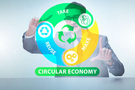 Concept of circular economy with businessmanの写真素材