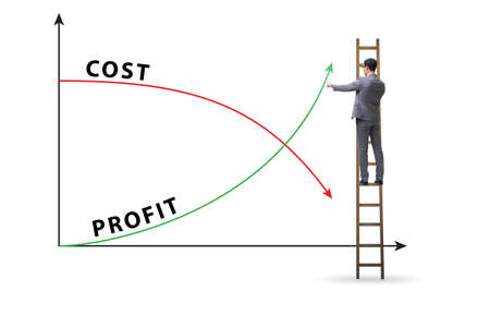 Concept of proft and loss with businessmanの写真素材