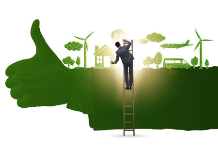 Green environment concept with businessmanの写真素材