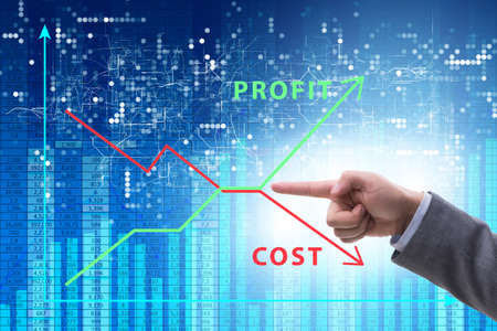 Concept of proft and loss with businessmanの写真素材