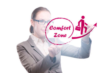 Businesswoman in the concept of stepping out of comfort zoneの写真素材