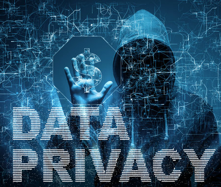 Data privacy concept with hacker stealing personal informationの写真素材