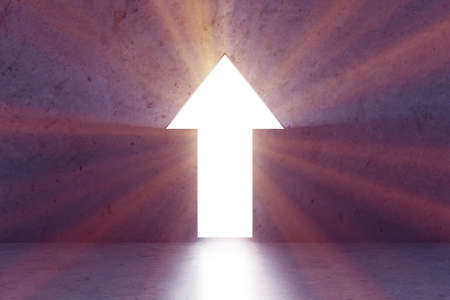 Hole in the wall in the shape of arrow - 3d renderingの写真素材