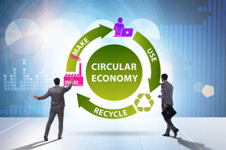Concept of circular economy with businessman