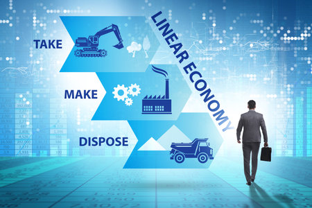 Concept of linear economy with businessmanの写真素材
