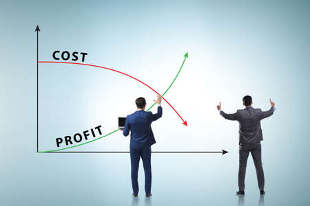 Concept of profit and loss with businessmanの写真素材