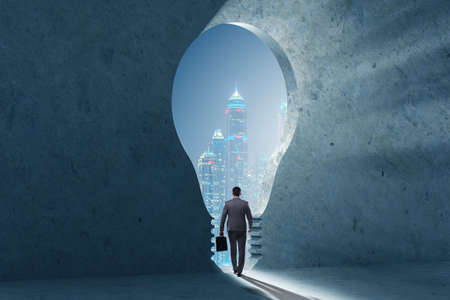 Businessman in new idea conceptの写真素材