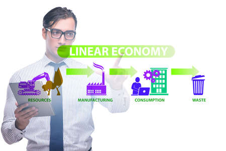 Concept of linear economy with businessmanの写真素材