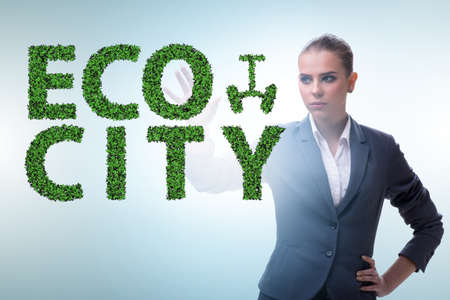 Ecocity ecology concept with businesswoman