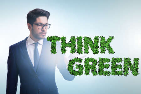 Think green ecological concept with businessman