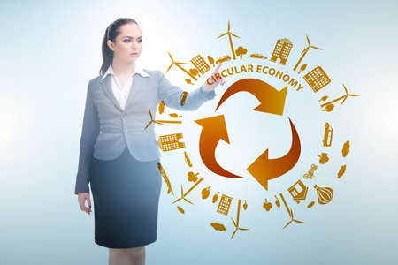 Concept of circular economy with businesswomanの写真素材