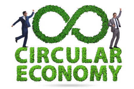 Concept of circular economy with businessmanの写真素材