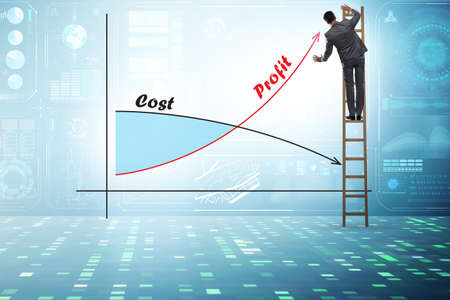 Concept of profit and loss with businessmanの写真素材