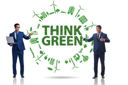 Businessman in think green conceptの写真素材
