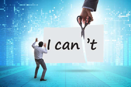 Concept of can and cantの写真素材