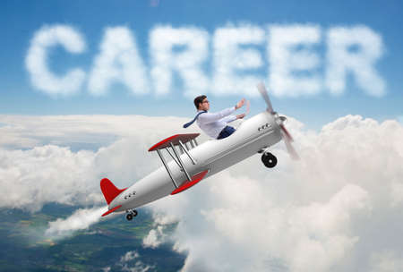 Businessman flying in career conceptの写真素材