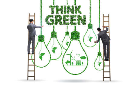 Think green ecological concept with businessmanの写真素材