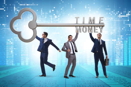 Time is money concept with businessman and key