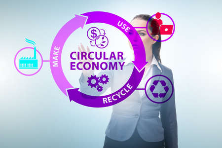 Concept of circular economy with businesswoman