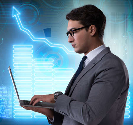 Businessman in stock exchange trading conceptの写真素材