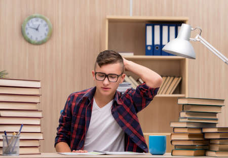 Young student preparing for school examsの写真素材